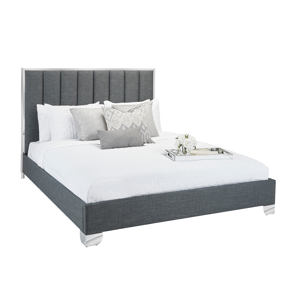 Uriel Bed: Grey Fabric